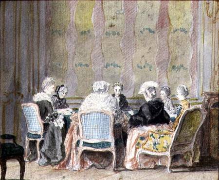 Interior with Ladies Playing Cards a Scuola Francese