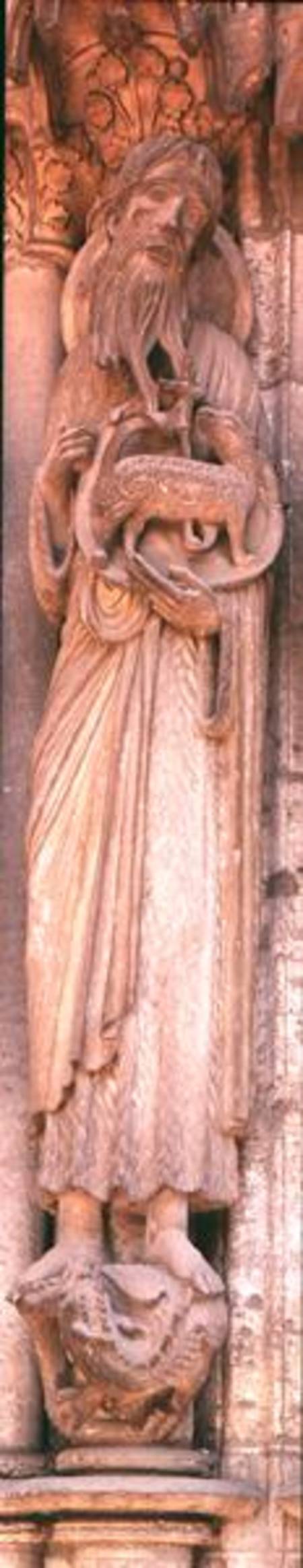St. John the Baptist, jamb figure from the right hand side of the central door of the north portal a Scuola Francese