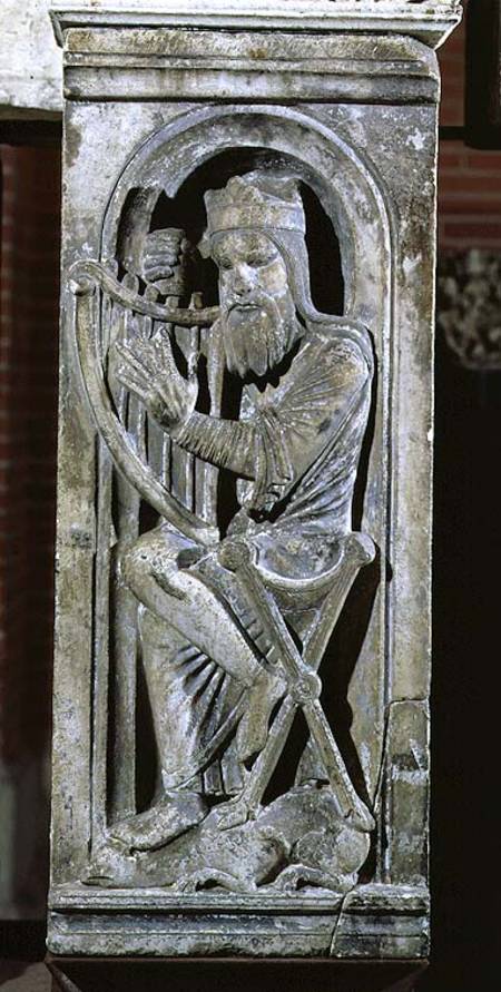 King David tuning his harp a Scuola Francese