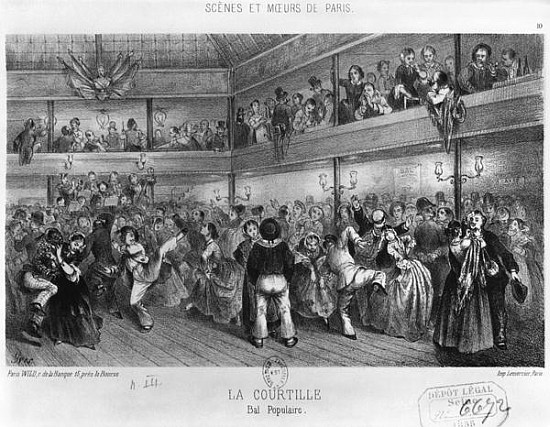 La Courtille, popular dance; engraved by Yves (19th century) a Scuola Francese