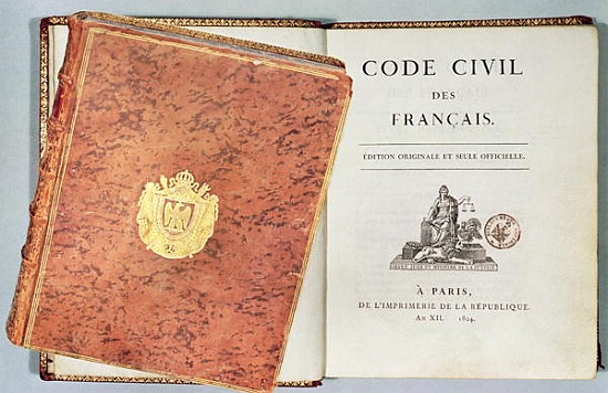 ''Le Code Civil des Francais'', showing the binding and title page, first edition pub. 1804 a Scuola Francese
