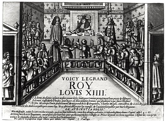 Louis XIV (1638-1715) administering justice (xylograph) a Scuola Francese