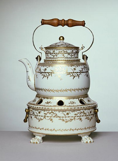 Louis XVI porcelain kettle and stand made in Paris, c.1775-91 (porcelain) a Scuola Francese