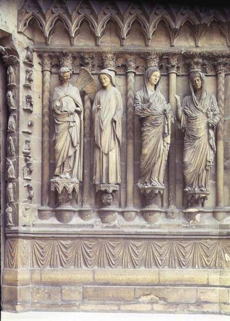 (LtoR) The Annunciation and the Visitation, right-hand jamb figures from the central portal of the w a Scuola Francese