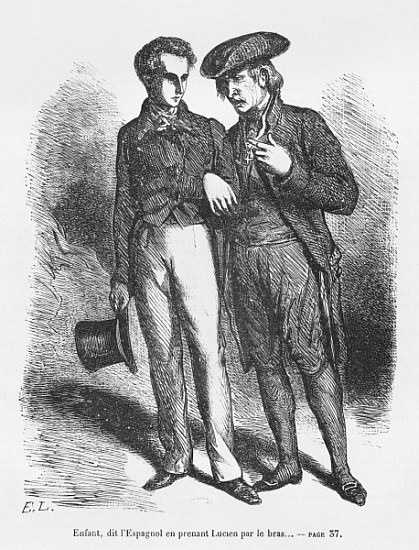 Lucien de Rubempre and Carlos Herrera, illustration from ''Les Illusions perdues'' Honore de Balzac a Scuola Francese