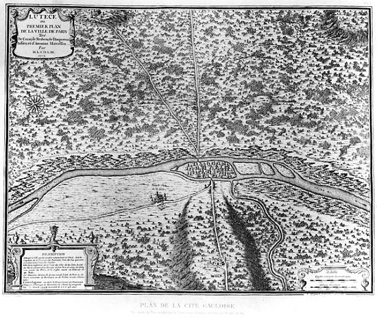 Lutetia or the first plan of Paris, taken from Caesar, Strabo, Emperor Julian and Ammianus Marcellin a Scuola Francese