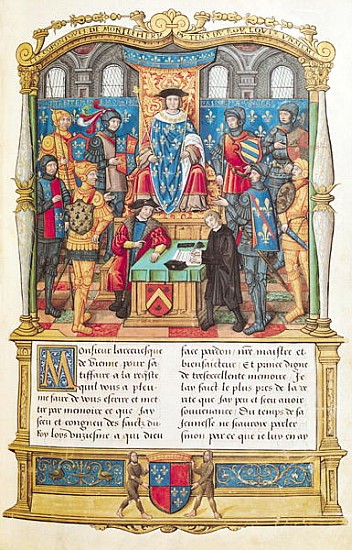 Ms 18 fol 1r Presentation of the Memoirs to Louis XI, from the Memoirs of Philippe of Commines (1445 a Scuola Francese