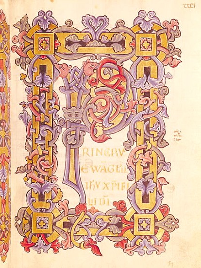 Ms 479 fol.32 Initial ''P'' from ''Les Evangiles de l''Abbaye de Cysoing'' a Scuola Francese