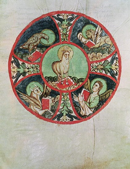 Ms. 69 fol.138v The Lamb of God surrounded the Symbols of the Evangelists a Scuola Francese