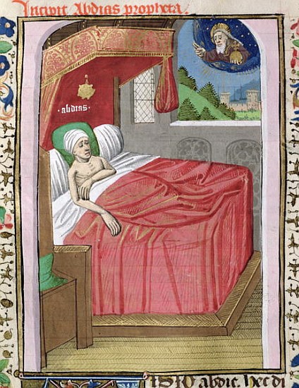 Ms H 7 fol.110v The Vision of Obadiah, from the Bible of Jean XXII a Scuola Francese
