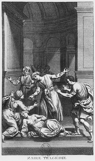 Orosmane killing Zaire, illustration from Act V of ''Zaire'' by Voltaire (1694-1778) a Scuola Francese