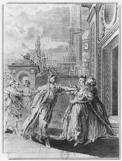 Orosmane killing Zaire, illustration from Act V of ''Zaire'' by Voltaire (1694-1778) a Scuola Francese
