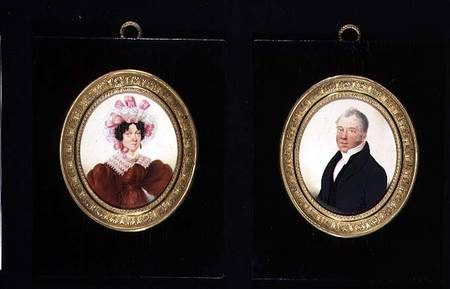 Pair of Portrait Miniatures of a Lady and a Gentleman a Scuola Francese