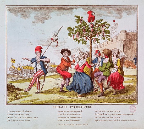 Patriotic Refrains: French revolutionaries dancing the carmagnole around the tree of Liberty, c.1792 a Scuola Francese