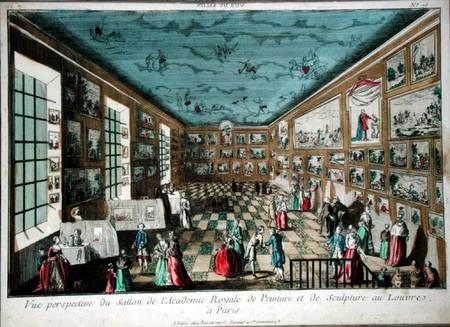 Perspective View of the Salon of the Royal Academy of Painting and Sculpture at the Louvre, Paris a Scuola Francese