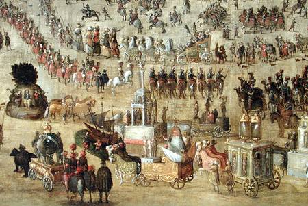 The Place Royale and the Carrousel in 1612  (detail of 161010) a Scuola Francese