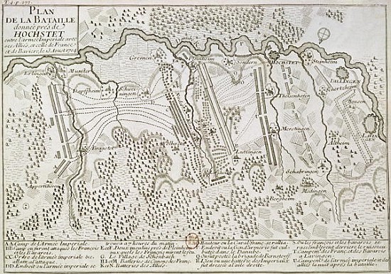 Plan of the Battle of Blenheim between the Imperial Army and the Franco-Bavarian Army, 13th August 1 a Scuola Francese