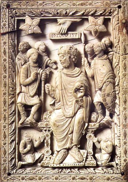 Plaque depicting King David enthroned, from Reims a Scuola Francese