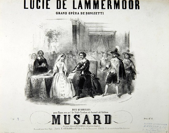 Playbill for the opera ''Lucie de Lammermoor'', Gaetano Donizetti (1797-1848) printed Bertauts a Scuola Francese