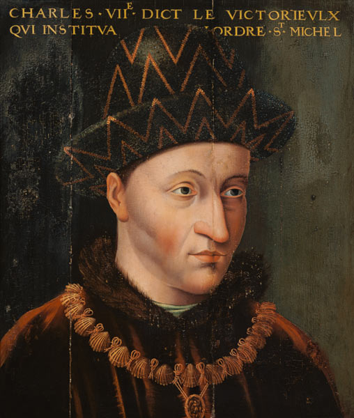 Portrait of Charles VII (1403-61) a Scuola Francese