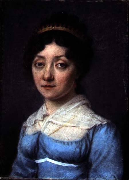 Portrait of a Bourgeois Woman in a Blue Empire Dress a Scuola Francese