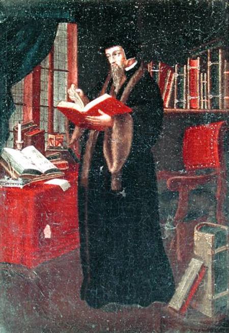 Portrait of John Calvin (1509-64), French theologian and reformer a Scuola Francese