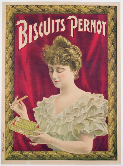 Poster advertising Pernot biscuits a Scuola Francese