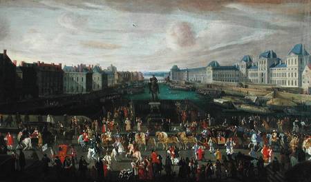 Procession of Louis XIV (1638-1715) Across the Pont-Neuf a Scuola Francese