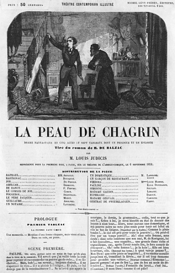 Raphael de Valentin and the shopkeeper, illustration from ''La Peau de Chagrin'', drama adapted from a Scuola Francese
