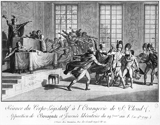 Session of the Legislative body at St.Cloud''s Orangery, arrival of Bonaparte (1769-1821) Protected  a Scuola Francese