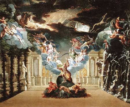 Set design for 'Atys' by Jean-Baptiste Lully (1632-87) a Scuola Francese