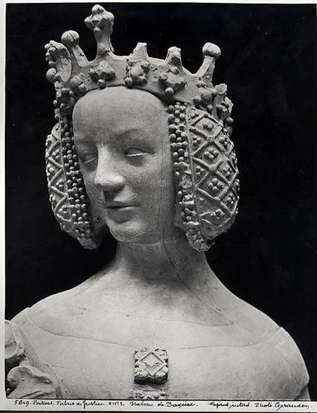 Copy of a statue of Isabella of Bavaria (1371-1435) detail of her head a Scuola Francese
