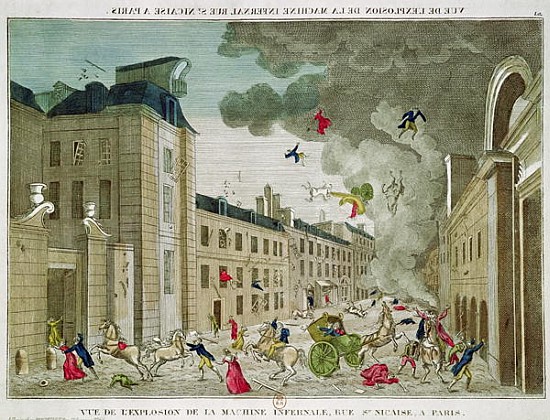 The Attempted Assassination of Napoleon Bonaparte (1769-1821) on the Rue Saint-Nicaise, Paris, 24th  a Scuola Francese
