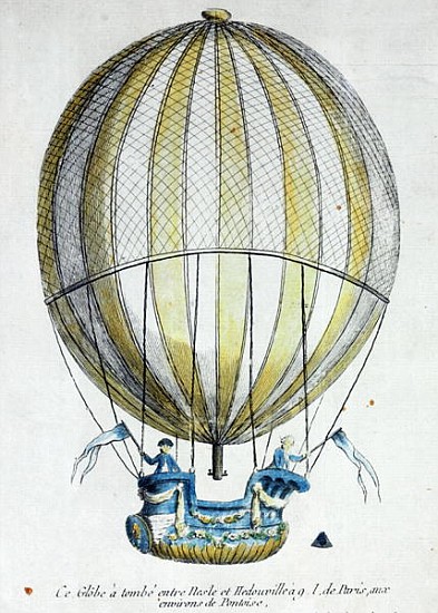 The Balloon of Jacques Charles (1746-1823) and Nicholas Robert (1761-1828) used in their flight from a Scuola Francese