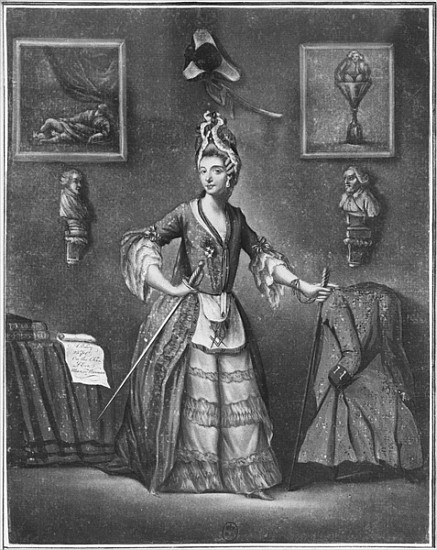 The Chevalier d''Eon, dressed as a woman a Scuola Francese