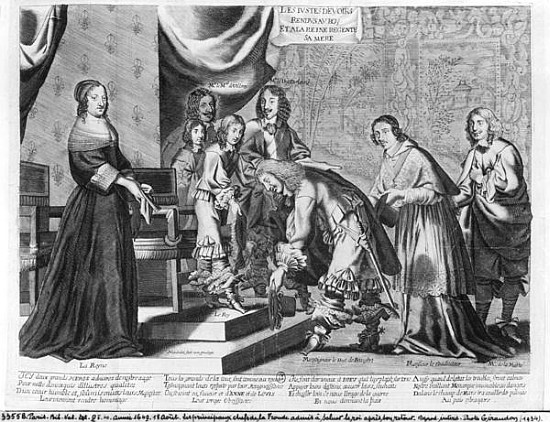 The chiefs of the Fronde admitted to greet the King Louis XIV (1638-1715) after his coming back, on  a Scuola Francese
