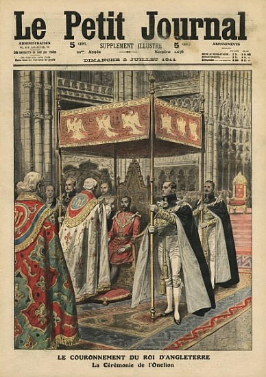 The Coronation of King George V (1865-1936) and the Ceremony of Unction at Westminster Abbey, 23 Jun a Scuola Francese