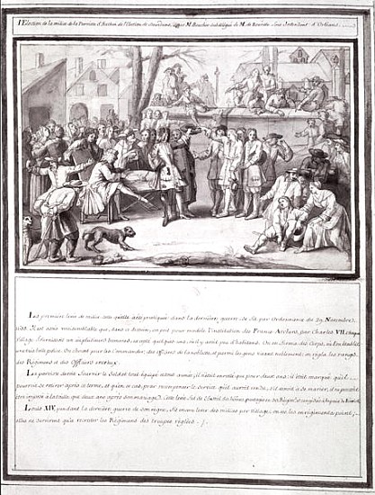 The Election of the Militia at the Parish of Authon, part of the Dourdans Election a Scuola Francese