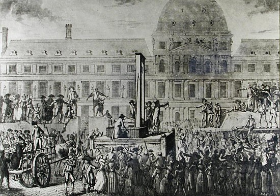 The First Execution Guillotine, Place du Carrousel, 13th August 1792 a Scuola Francese