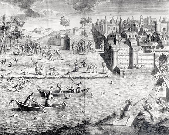 The Massacre of the Huguenots at Tours in 1562 a Scuola Francese