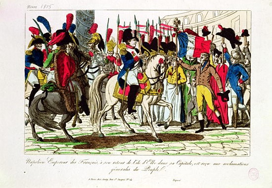 The People of Paris Acclaiming Napoleon (1769-1821) on his Return from Elba in 1815 a Scuola Francese