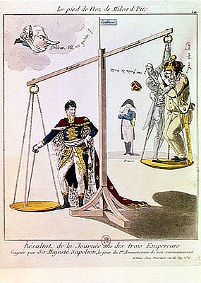 The Result of the Day of the Three Emperors, caricature drawn after the Battle of Austerlitz a Scuola Francese