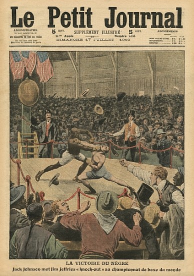 The victory of the negro, Jack Johnson knocks Jim Jeffries out at the world boxing championship, ill a Scuola Francese