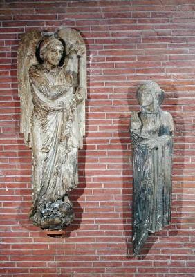 Figures of the Annunciation, from the exterior of Saint-Sernin, Toulouse