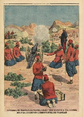 Moroccan artillerymen using cannons under the command of French instructors, illustration from ''Le 