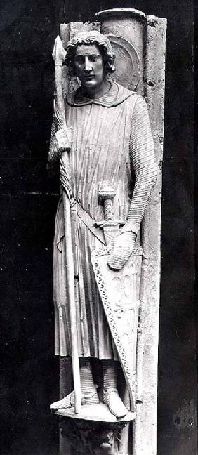 St. Theodore dressed as a Knight, relief carving