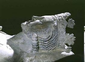 Tomb of Pepin 'the Short' (c.715-768), King of the Franks, detail of the king's head