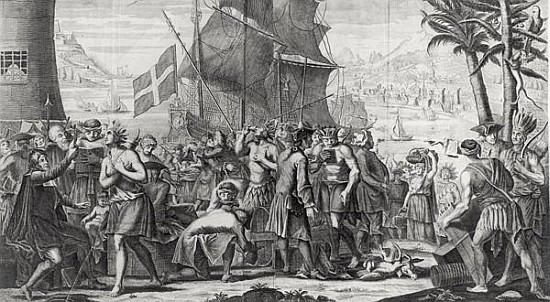 Trade between Mexican Indians and the French at the Port of Mississippi, a Scuola Francese
