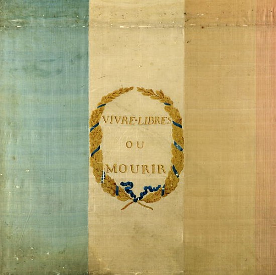 Tricolore with the motto ''Live Free or Die'', 1792 (painted fabric) a Scuola Francese