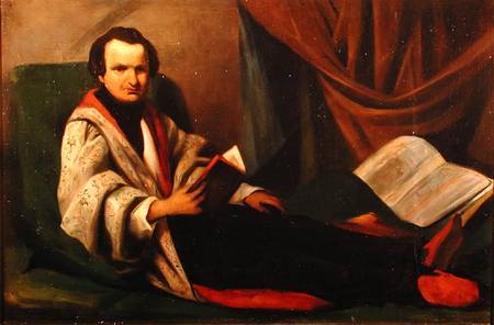 Victor Hugo (1802-85) on his divan a Scuola Francese